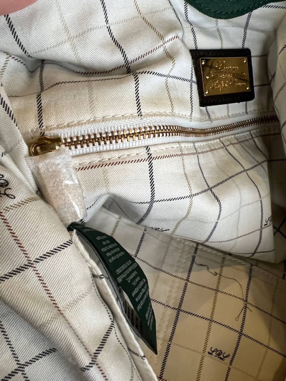 Lauren Ralph Lauren Deep Green Suede Tote with Black Leather Straps - Picture 11 of 11